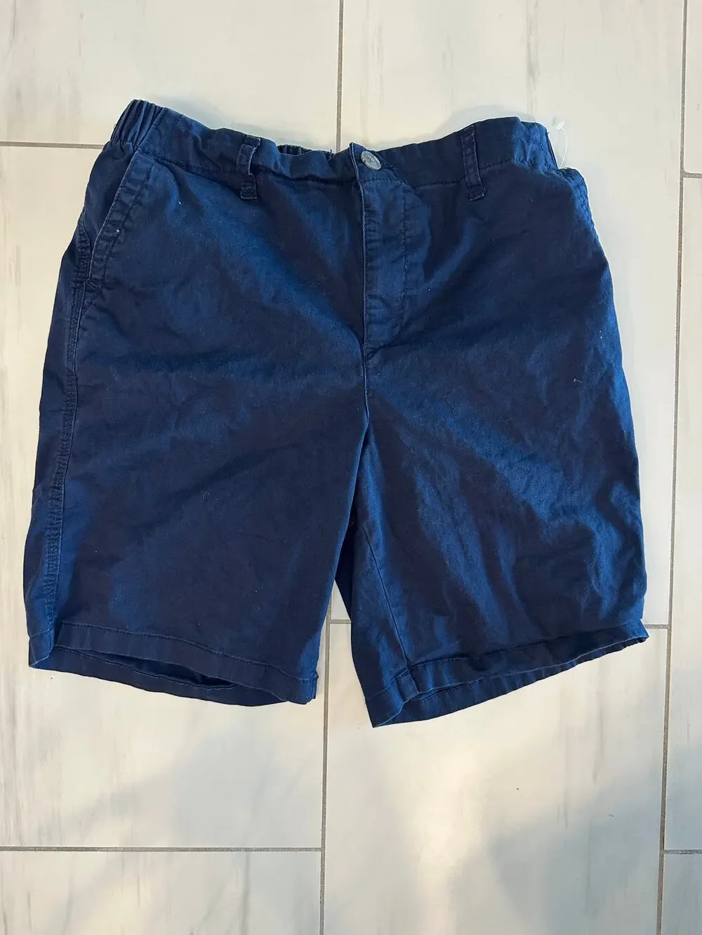 Old Navy Boys Medium M Pull On Chino Shorts Navy Blue Elastic Waist Casual